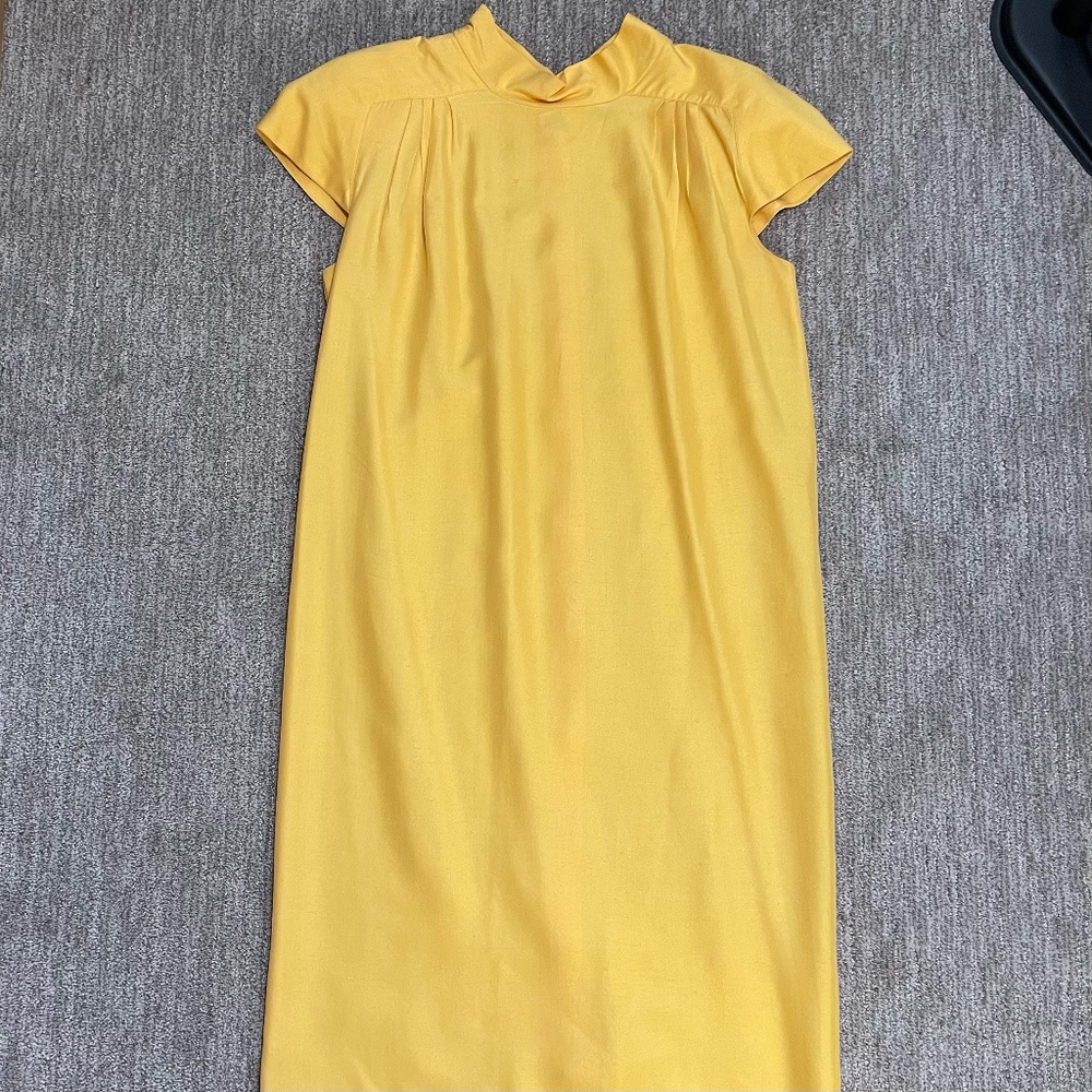 Vintage Levante 100% Silk Tulip Sleeve Dress – Yellow, Size‎ 12